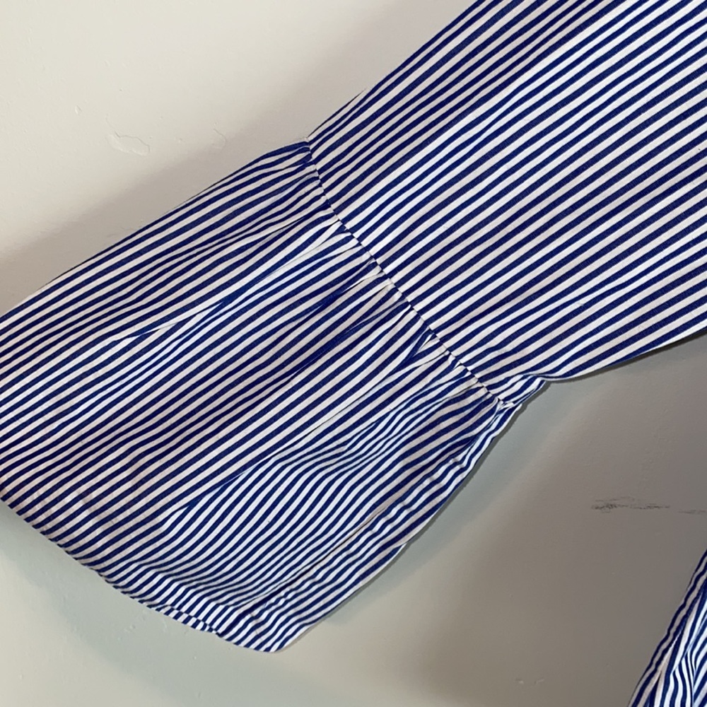 J Crew Stripe Bell Sleeve Strip Top - Picture 3 of 6